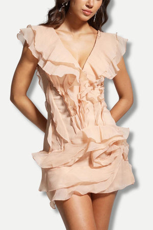 Asymmetric Ruffled Mini Dress
