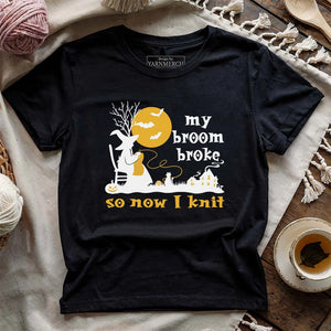 Broom Broke Knitting Witch T-shirt