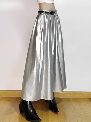 Metallic Silver Maxi Dress