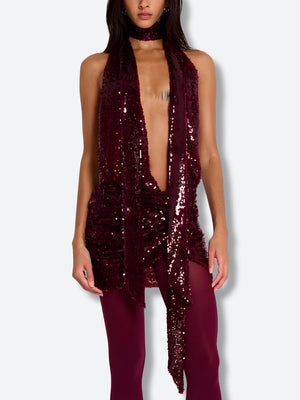 Sequined Backless Mini Dress
