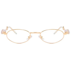 Crystal Metal Oval Sunglasses