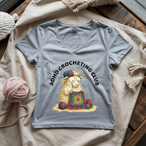 ADHD Crocheting Club Lady V-neck