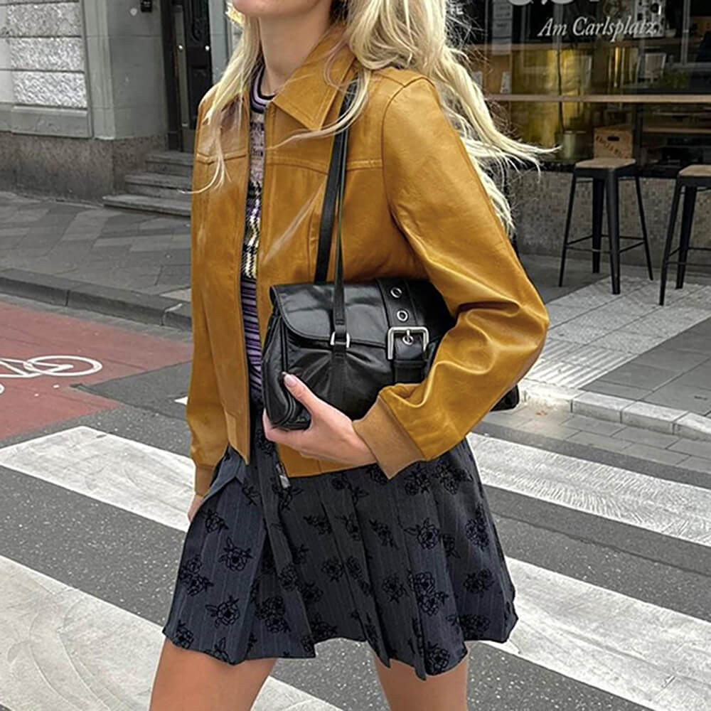 90s Mustard Leather Jacket