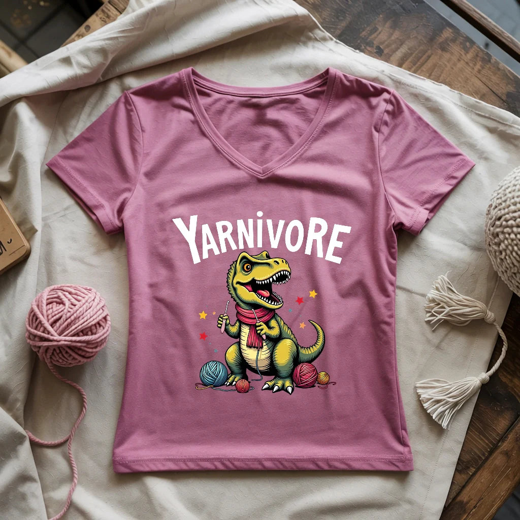 Yarnivore Crocheter Lady V-neck
