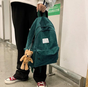 Bear Corduroy School Backpack
