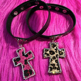 Bimbocore Leopard Cross Choker Necklace