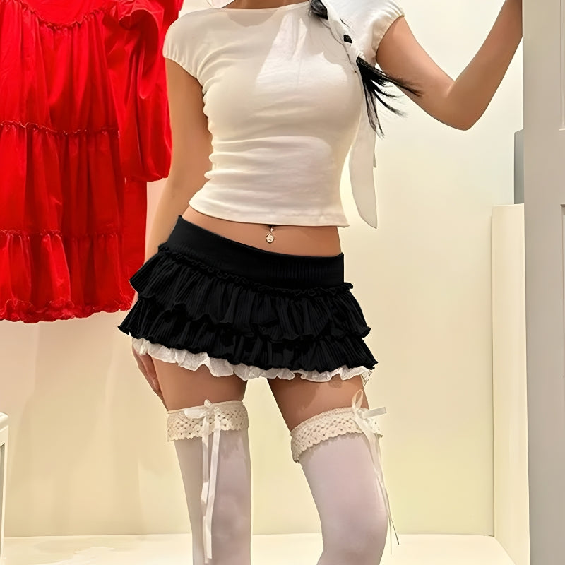 Black Coquette Mini Skirt