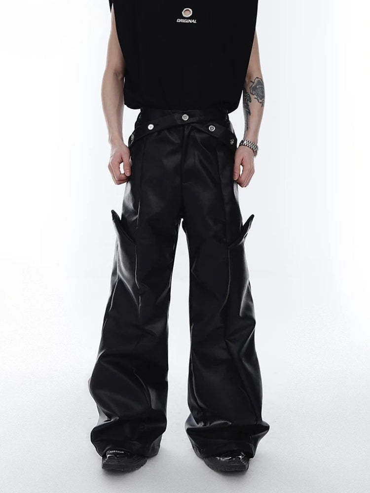 Cyberpunk Faux Leather Wide Leg Pants