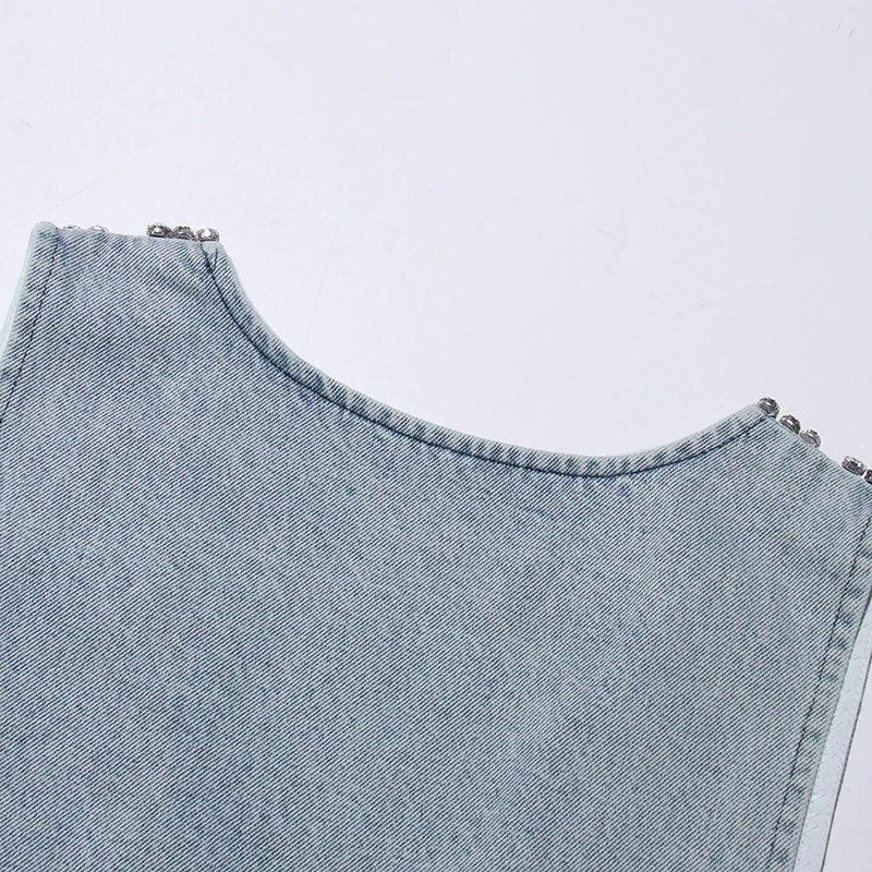 Deep V Denim Mini Dress