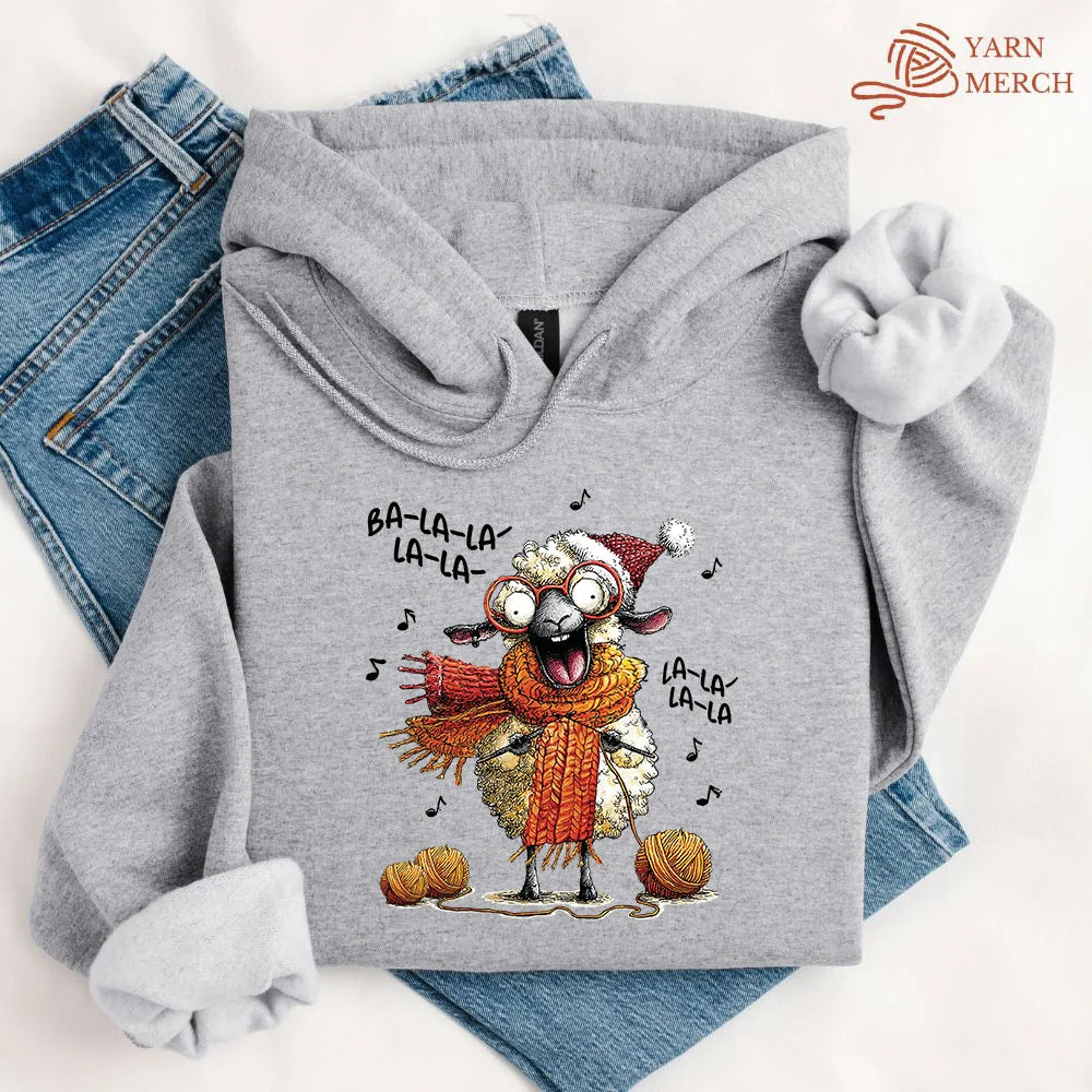 Fa-la-la Knitting Sheep Hoodie