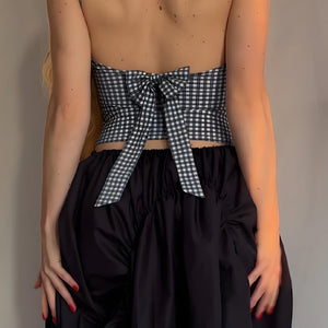Gingham Bow Backless Top