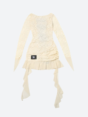 Lemon Lace Backless Mini Dress