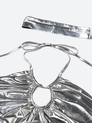Metallic Halter Neck Top