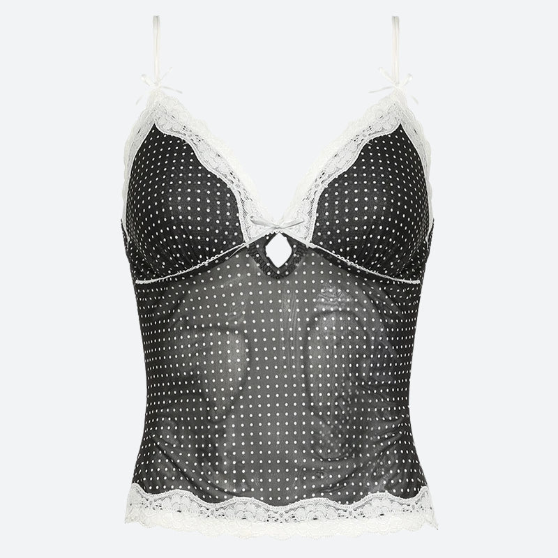 Polka Dot Mesh Top
