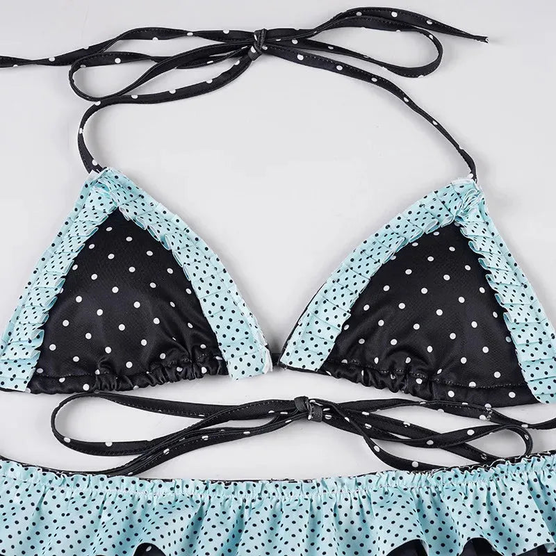 Polka Dot Ruffled Bikini Set