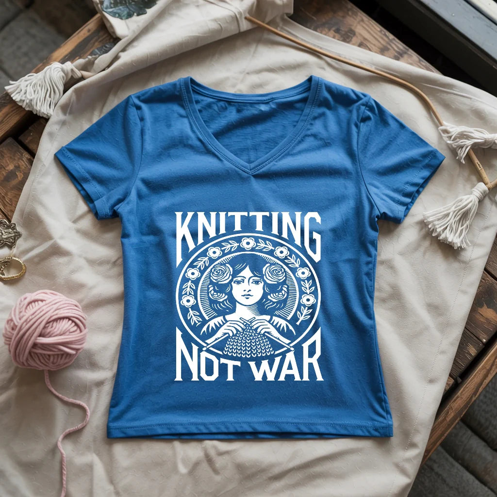 Knitting Not War Lady V-neck