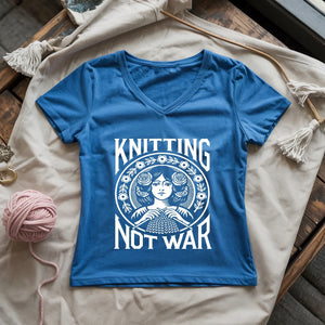 Knitting Not War Lady V-neck