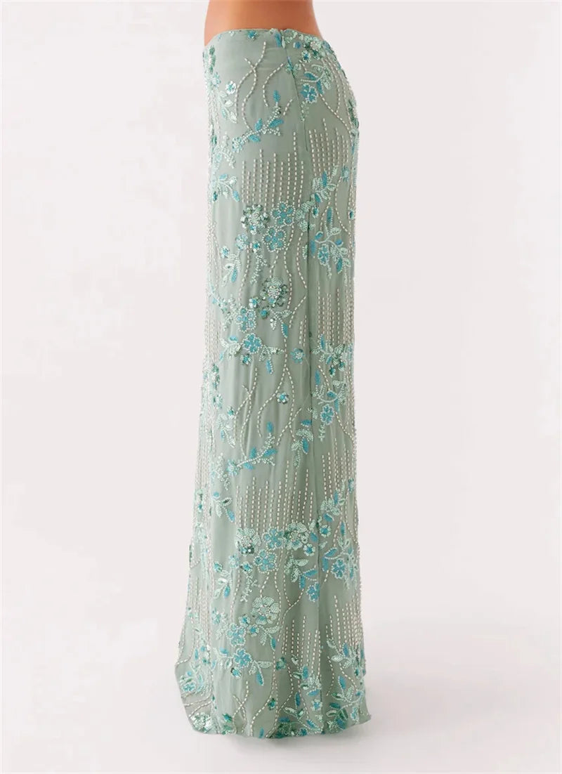 Sequin Embellished Maxi Skirt