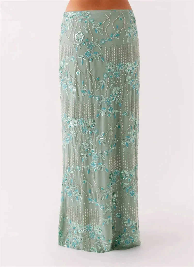 Sequin Embellished Maxi Skirt