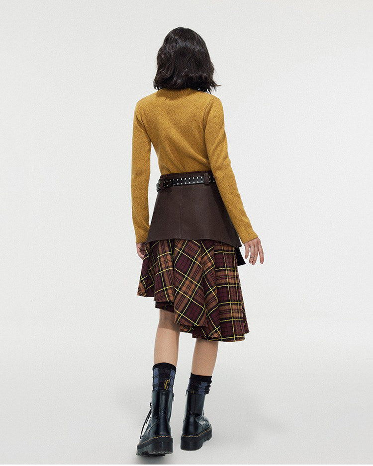 Grunge Asymmetrical Plaid Skirt