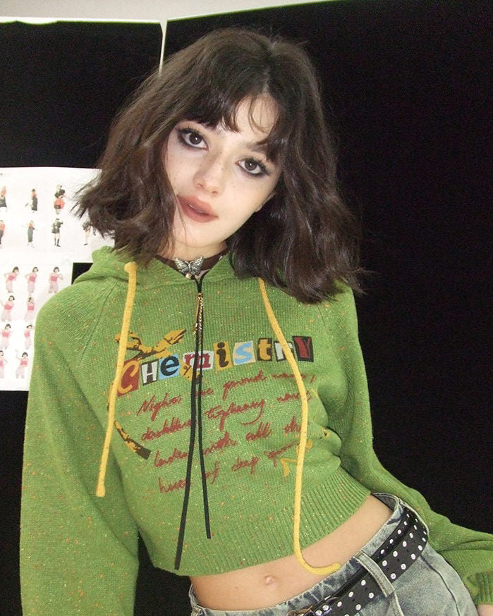 Chemistry Knit Cropped Hoodie