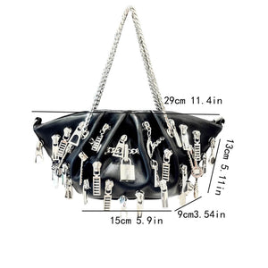 Weirdcore Zipper Charm Shoulder Bag