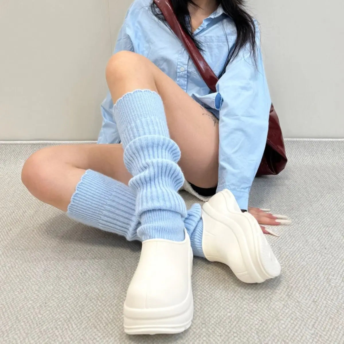 Y2K Ribbed Knit Leg Warmers