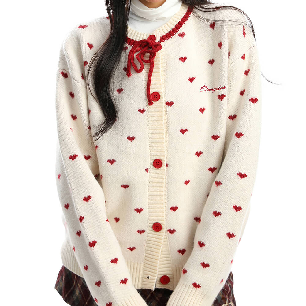 Croissant Run Heart Cardigan