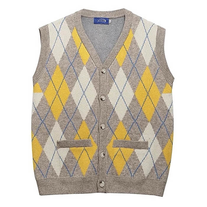Argyle Button Up Grandpa Knit Vest