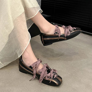 Balletcore Ribbon-Laced Flats