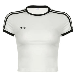 Bow Embroidery Y2K Crop Top