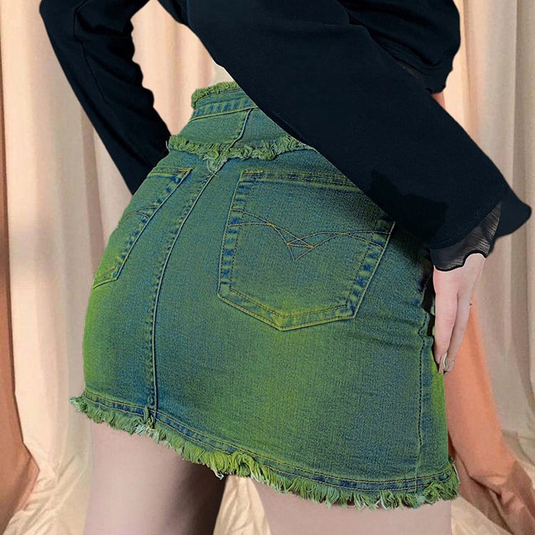 Butterfly Aesthetic Denim Skirt