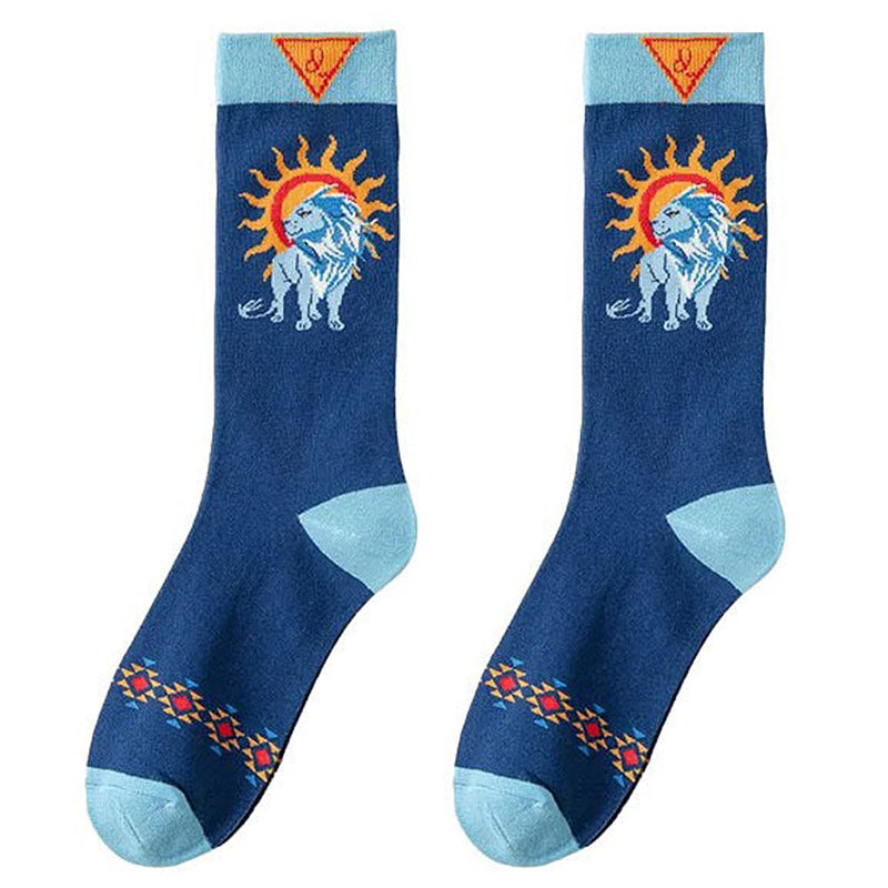 Celestial Sun and Lion Print Socks