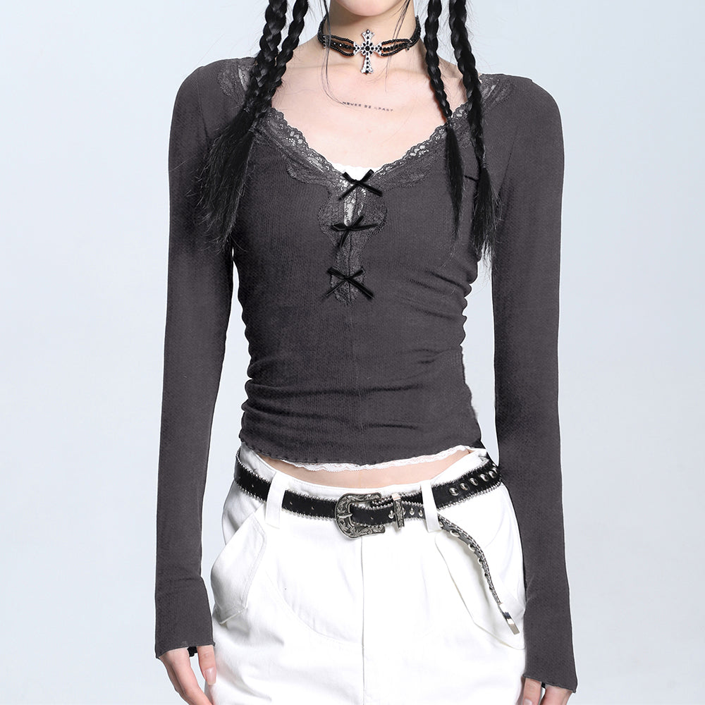 Coquette Aesthetic V-Neck Top