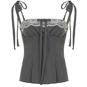 Coquette Ruched Bow Tie Top