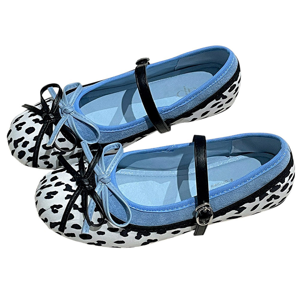 Cow Print Mary Jane Ballet Flats