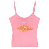Croissant Print Y2K Tank Top