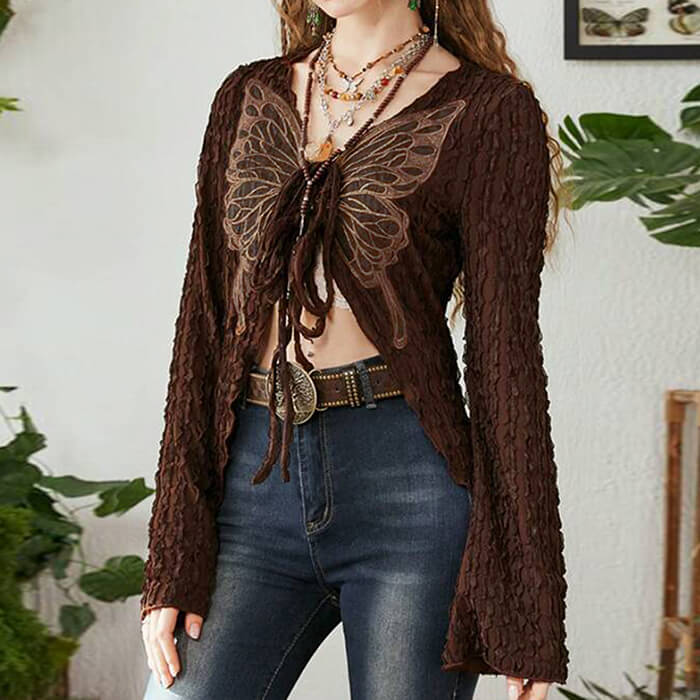 Fairy Grunge Butterfly Long Sleeve Top