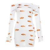 Goldfish Off Shoulder Mini Dress
