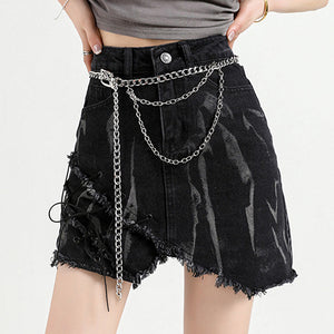 Grunge Aesthetic Black Denim Skirt