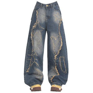 Heart & Star Fringe Wide Jeans