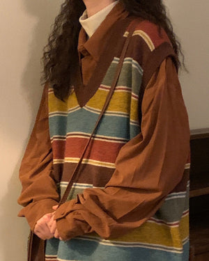 Prep School Striped Knit Vest