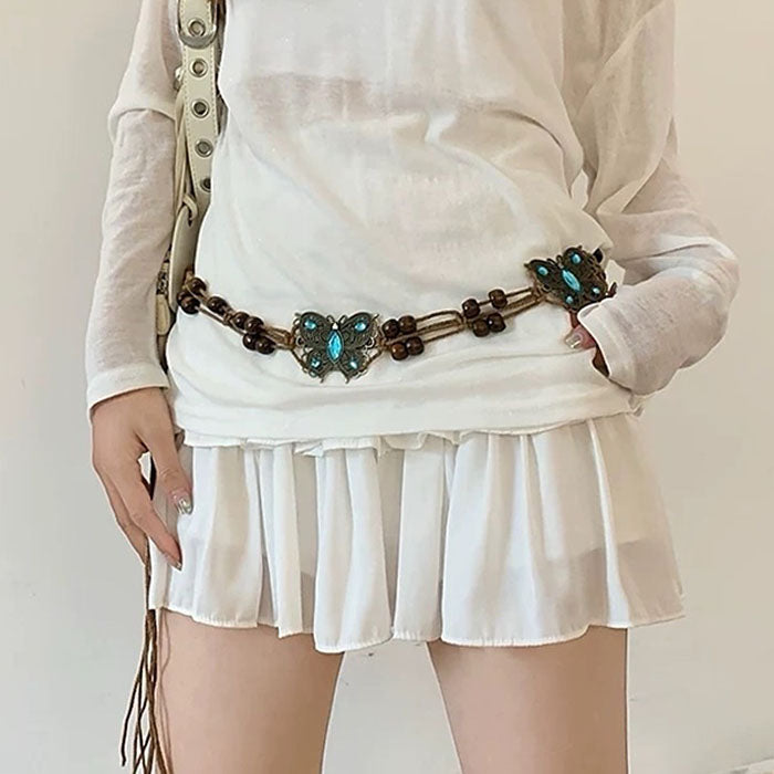 Indie Aesthetic Butterfly Beaded Belt