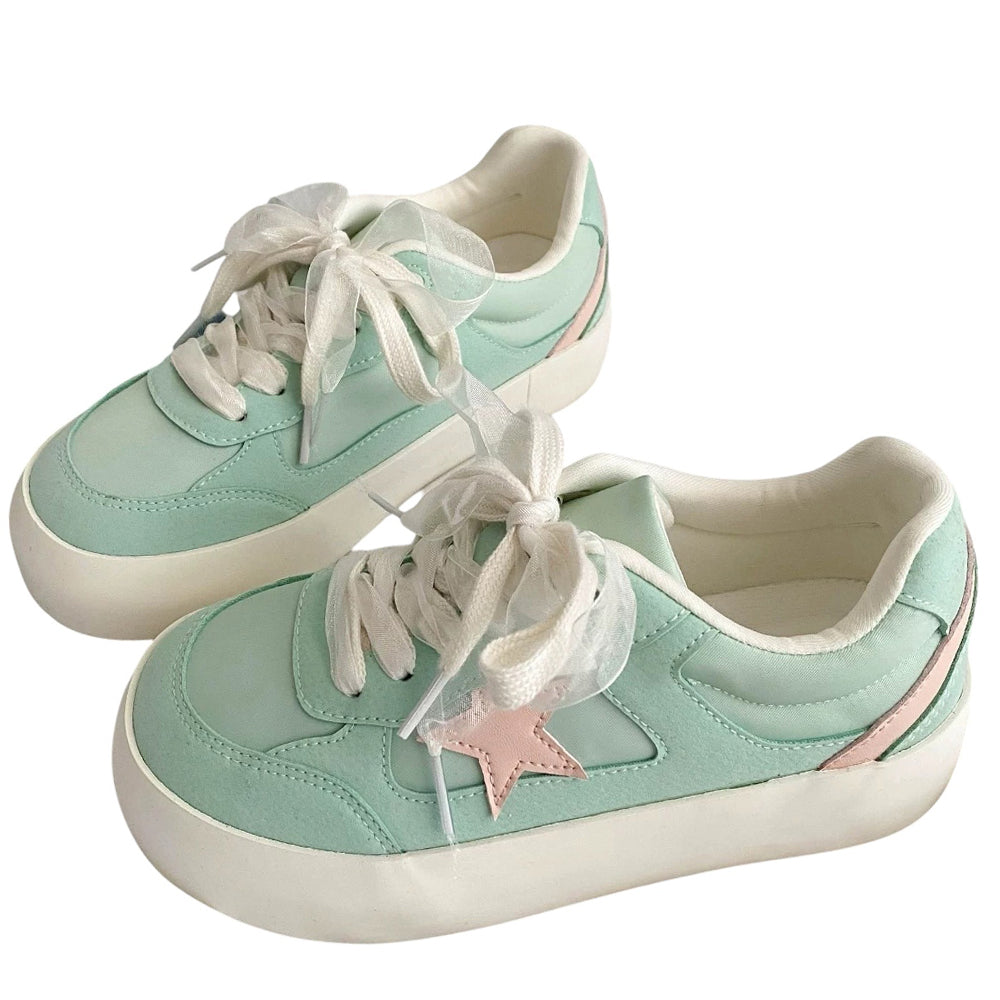 Pastel Color Star Patch Sneakers