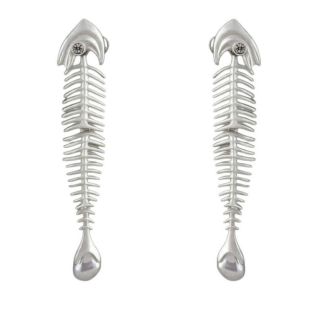 Pearl Drop Fishbone Earrings