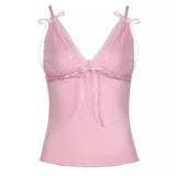 Coquette Girl Pink Bow Lace Top