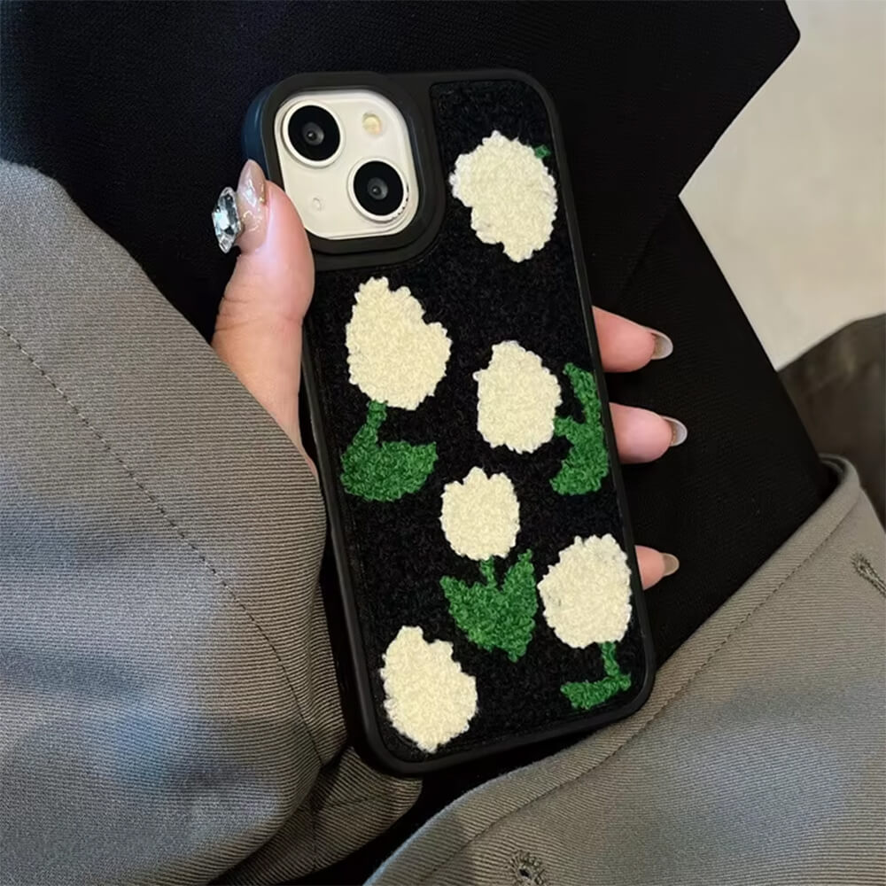 Tulip Embroidery iPhone Case