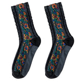 Vintage Embroidered Floral Socks