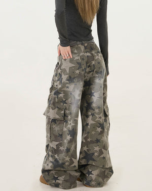 Vintage Style Star Print Jeans