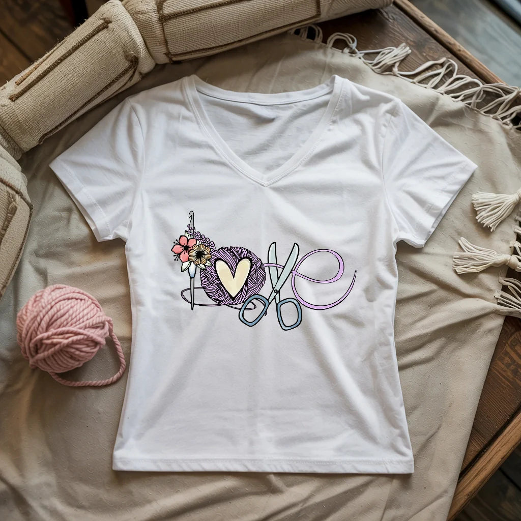 Love Crocheting Lady V-neck